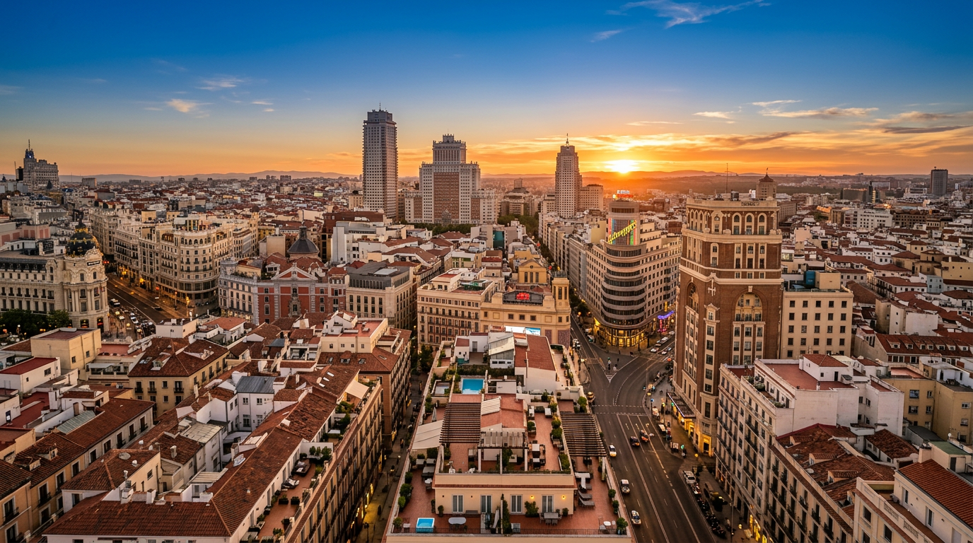 Edificios de Madrid en un día de verano
